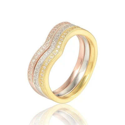 anillos anillos al por mayor en tres colores con circónes cristales