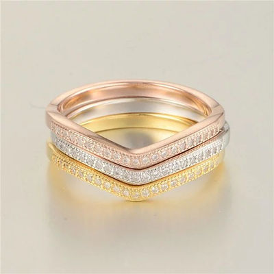 anillos anillos al por mayor en tres colores con circónes cristales - Foto 3