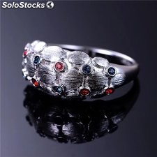 anillos de plata sortijas con diamante de imitación serie de mate
