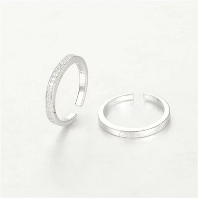 anillos matrimonios de plata ley 925 con circónes cristales - Foto 3