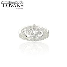 anillos plata regalo para amor con circónes cristales, diseño de corona