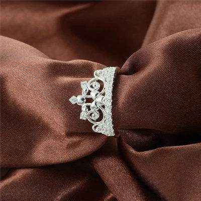 anillos plata regalo para amor con circónes cristales, diseño de corona - Foto 2