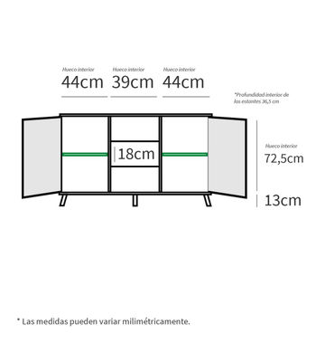 Aparador Oslo en acabado roble gold, 90cm(alto) 140cm(ancho) 40cm(largo) - Foto 4