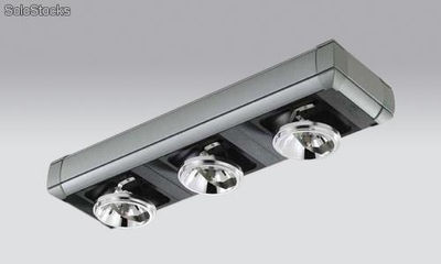 Apparecchio a luce orientabile per lampade alogene QR111 da 12V - sistema Silver