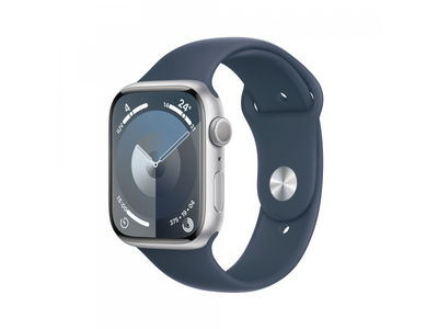 Apple Watch S9 Aluminium 45mm GPS Silver Sport Band Blue m/l MR9E3QF/a