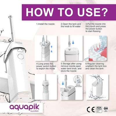 Aquapik Mini Idropulsore dentale portatile, serbatoio d&amp;#39;acqua retrattile, - Foto 4