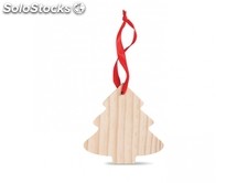 Árbol de madera con cinta roja para colgar en el árbol de Navidad.