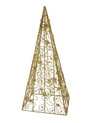 Arbol piramide navidad christmas plegable dorado brillo sobremesa