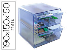 Archicubo archivo 2000 4 cajones organizador modular plastico azul transparente