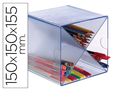 Archicubo archivo 2000 aspa organizador modular plastico azul transparente