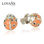 aretes/pendientes de plata,diseño de mariquita con esmalte naranja - 1