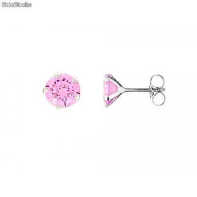 ARETES ZIRCONIA 6 MM PINK