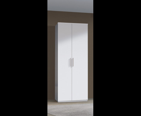 Armario bajo de 2 puertas en color blanco brillo y natural I