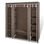Armario de tecido com compartimentos e barras 45x150x176 cm, castanho - 1
