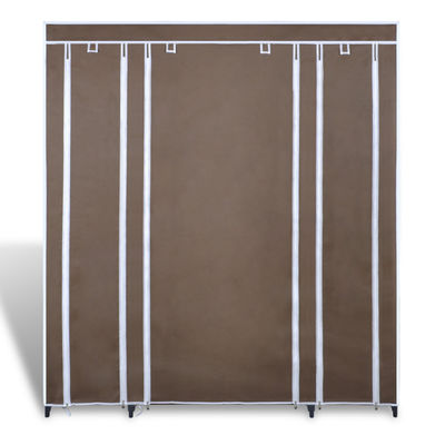Armario de tecido com compartimentos e barras 45x150x176 cm, castanho - Foto 3