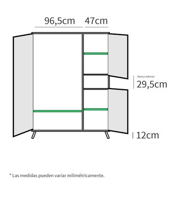 Armario ropero 4 puertas y hueco Camila 200 cm(alto)150 cm(ancho)5 cm(fondo) - Foto 2