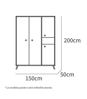 Armario ropero 4 puertas y hueco Camila 200 cm(alto)150 cm(ancho)5 cm(fondo) - Foto 3