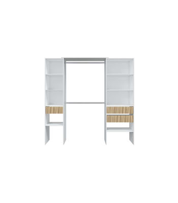 Armario vestidor Tempo con 3 cajones y 2 barras de colgar color blanco/natur.