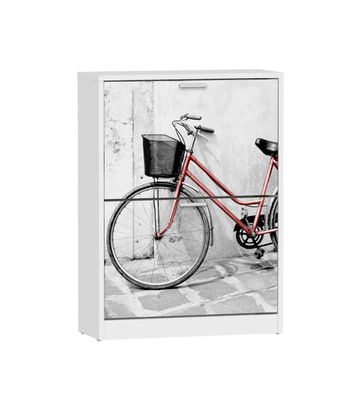 Armario Zapatero 2 trampones Bicicleta Roja acabado blanco 60cm(ancho)