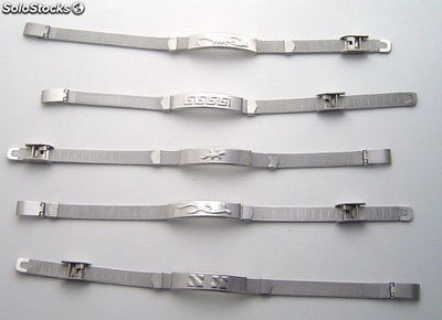 Armbänder Edelstahl 8 mm mit Gitter aus Stahlblech, ausgelöst