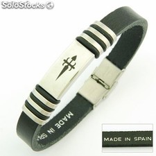 Armband aus Leder und Stahl-Santiago de Compostela. In Spanien gemacht. Kreuz