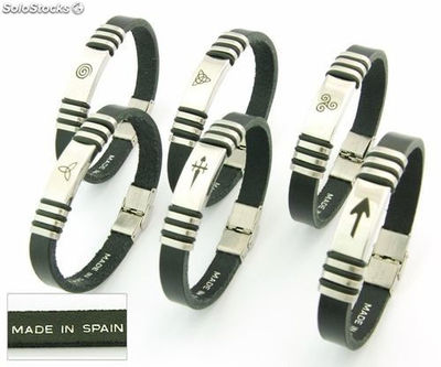 Armband aus Leder und Stahl-Santiago de Compostela. In Spanien gemacht. Menge - Foto 2