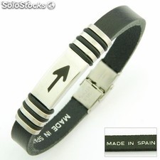 Armband aus Leder und Stahl-Santiago de Compostela. In Spanien gemacht. Pfeil