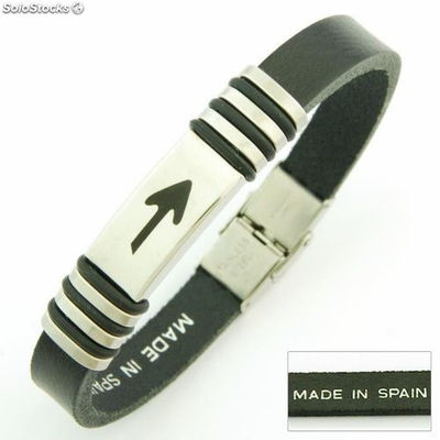 Armband aus Leder und Stahl-Santiago de Compostela. In Spanien gemacht. Pfeil
