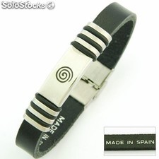 Armband aus Leder und Stahl-Santiago de Compostela. In Spanien gemacht. SPIRALE