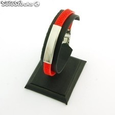 Armband aus Stahl und Gummi mit Greca 7 mm rot Farbe