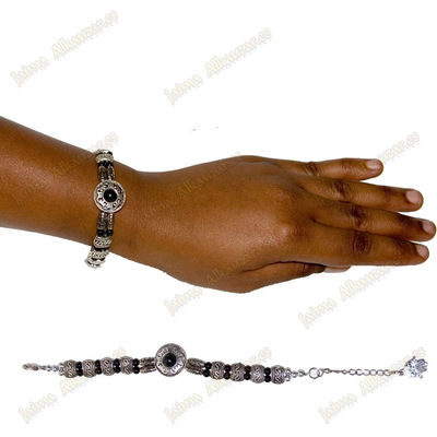 Armband hand der fatima - alpaca - schwarzen ball