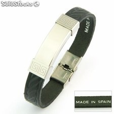 Armband Leder und Edelstahl. In Spanien gemacht. Modell 02