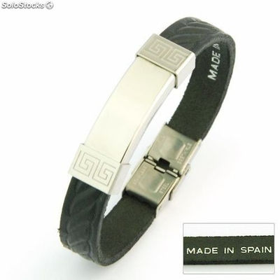 Armband Leder und Edelstahl. In Spanien gemacht. Modell 02