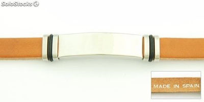 Armband Leder und Stahl Fornitura 40 mm lang. In Spanien gemacht. BRAUN - Foto 2