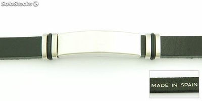 Armband Leder und Stahl Fornitura 40 mm lang. In Spanien gemacht. SCHWARZ - Foto 2