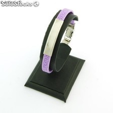 Armband Stahl und Gummi mit Greca 7 mm blass violett