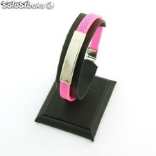Armband Stahl und Gummi mit Greca 7 mm Farbe pink