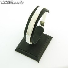 Armband Stahl und Gummi mit Greca 7 mm weiß