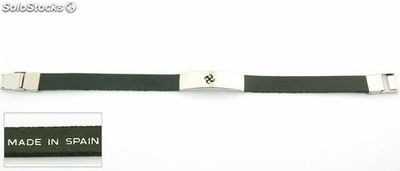 Armband Stahl und Leder 1, 5mm. In Spanien gemacht. 03-black-Modell - Foto 2