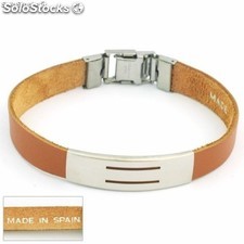 Armband Stahl und Leder 1, 5mm. In Spanien gemacht. Modell 01 Brown