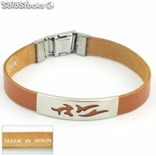 Armband Stahl und Leder 1, 5mm. In Spanien gemacht. Modell 04 braun