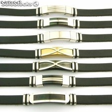 Armband Stahl und Leder 10 x 3 Made in Spanien 12 sortierte schwarz Stück