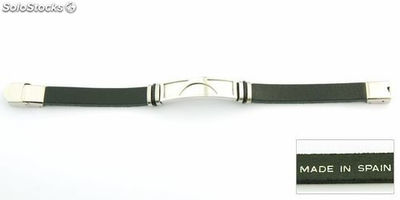 Armband Stahl und Leder schwarz 10 x 3 mm. In Spanien gemacht. Modell 01 - Foto 2