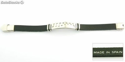 Armband Stahl und Leder schwarz 10 x 3 mm. In Spanien gemacht. Modell 02 - Foto 2