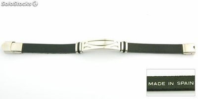 Armband Stahl und Leder schwarz 10 x 3 mm. In Spanien gemacht. Modell 04 - Foto 2