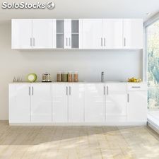 Armoire de cuisine blanc brillant 8 pcs avec sous-évier