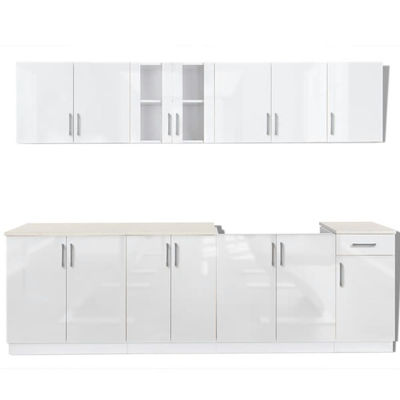 Armoire de cuisine blanc brillant 8 pcs avec sous-évier - Photo 3