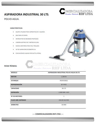 Aspiradora industrial polvo-agua 30 lts - Foto 2