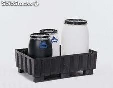 Auffangwannen aus Polyethylen mit Kufenunterbau, 2 Fässer à 200 Liter