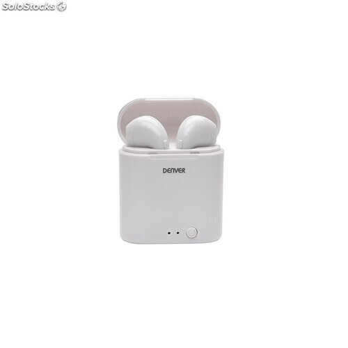 Auriculares denver twe-36 bluetooth v5.0 estuche de carga blanco